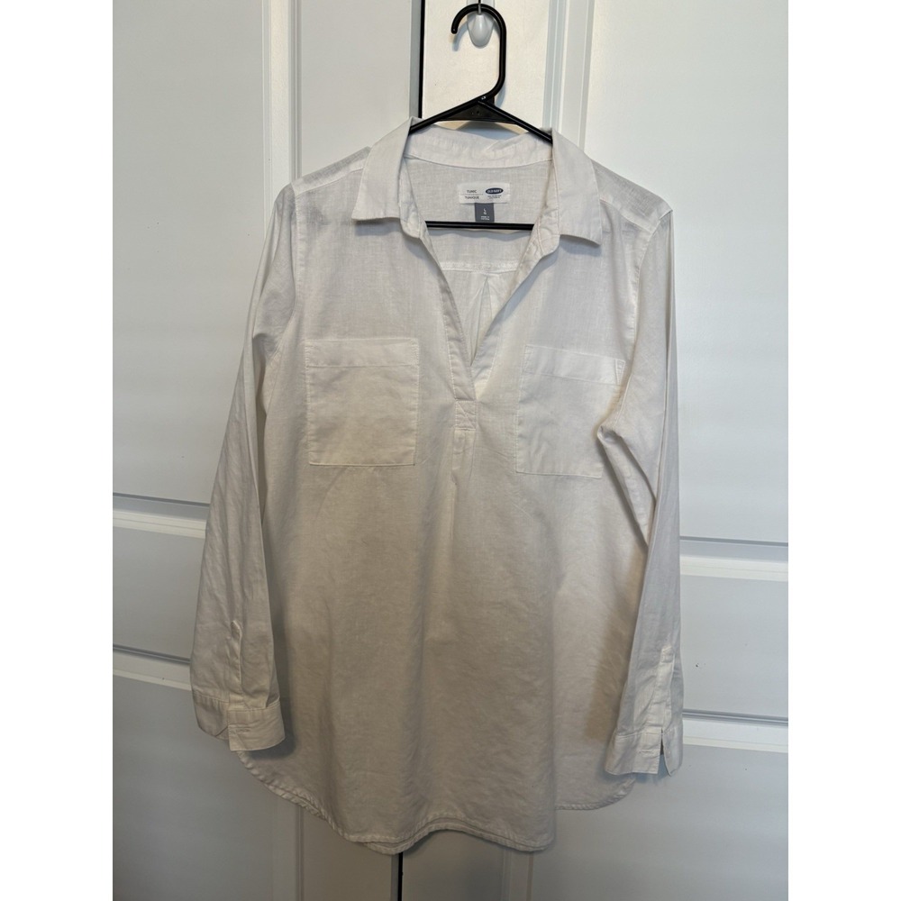 Old Navy Women's Pullover Tunic Size L Long Sleeve Linen/Cotton‎ EUC